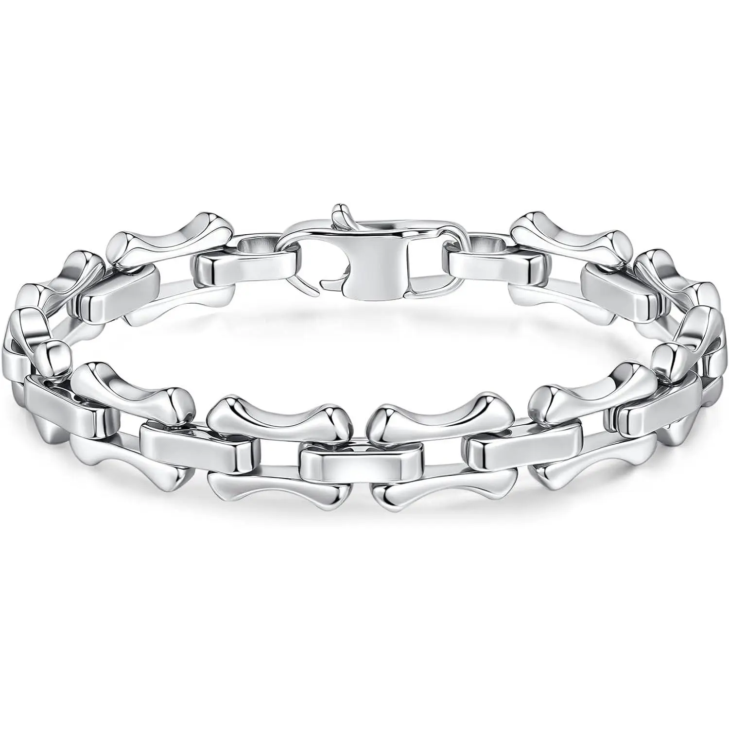 Stainless Steel Link Chain Bracelet for Men - Trendy Mens Bracelets Chunky Cuban Paperclip Solid Link Chain Wrist Bracelet Classic Simple Oval Stacking Layered Thick Large  Gifts for Men