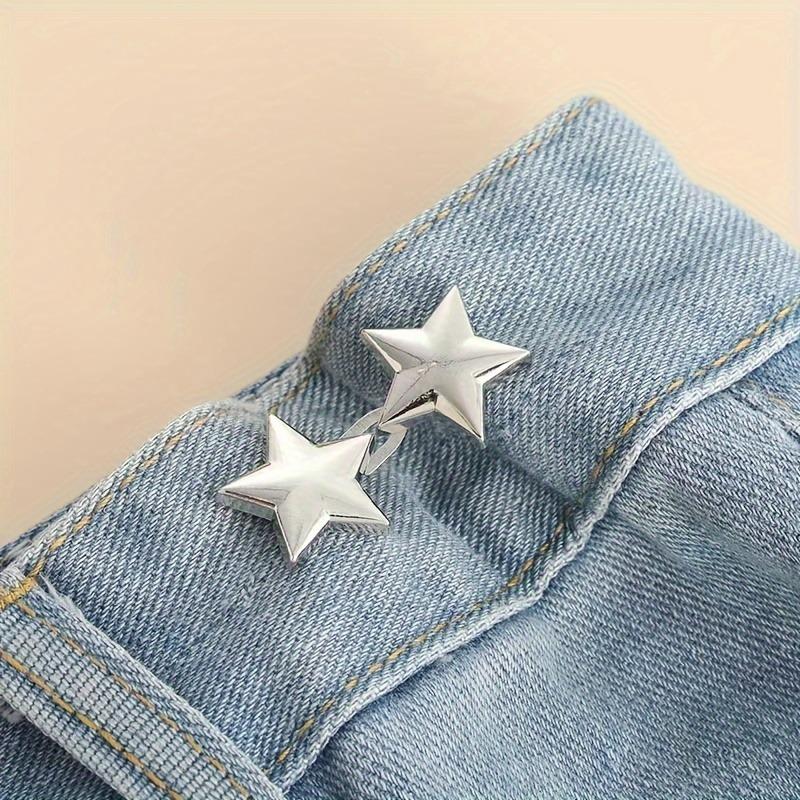 Jeans Button Tightener Set, Star Style 2 Sets/4 Sets Handmade Jeans Button Pins, Easy Installation Waist Tightener Buttons