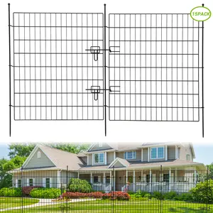 GAOMON Decorative Rustproof Metal Garden Fence - 15 Pack, Arched Animal Barrier Panels for Outdoor Yard, Patio, Lawn & Flower Bed, Easy No-Dig Installation, Black Wire Edge Fencing
