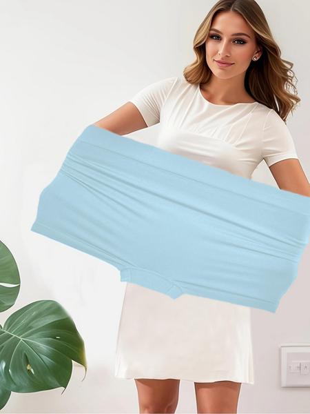 【Plus Size】 Solid Color Boyshorts, Soft Comfy Breathable Seamless Panty for Daily Wear, Women's Underwear for All Seasons