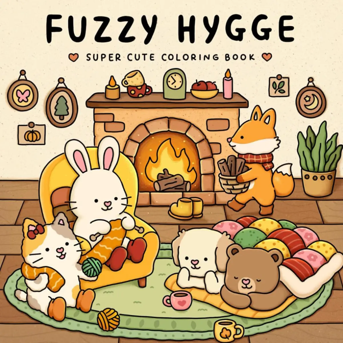 Fuzzy Hygge : 1PC Adult Stress Relief Coloring Book, 52 Pages, Bold and Friendly Design, Relaxing and Pressure-Relieving, Art Interest for Kids