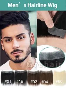 Men's Natural Hairline Wig Pieces in,Men' Toupee and Gold Colors, Breathable Design for M-Shaped Hairline Coverage, Easy to Wear and Reusable