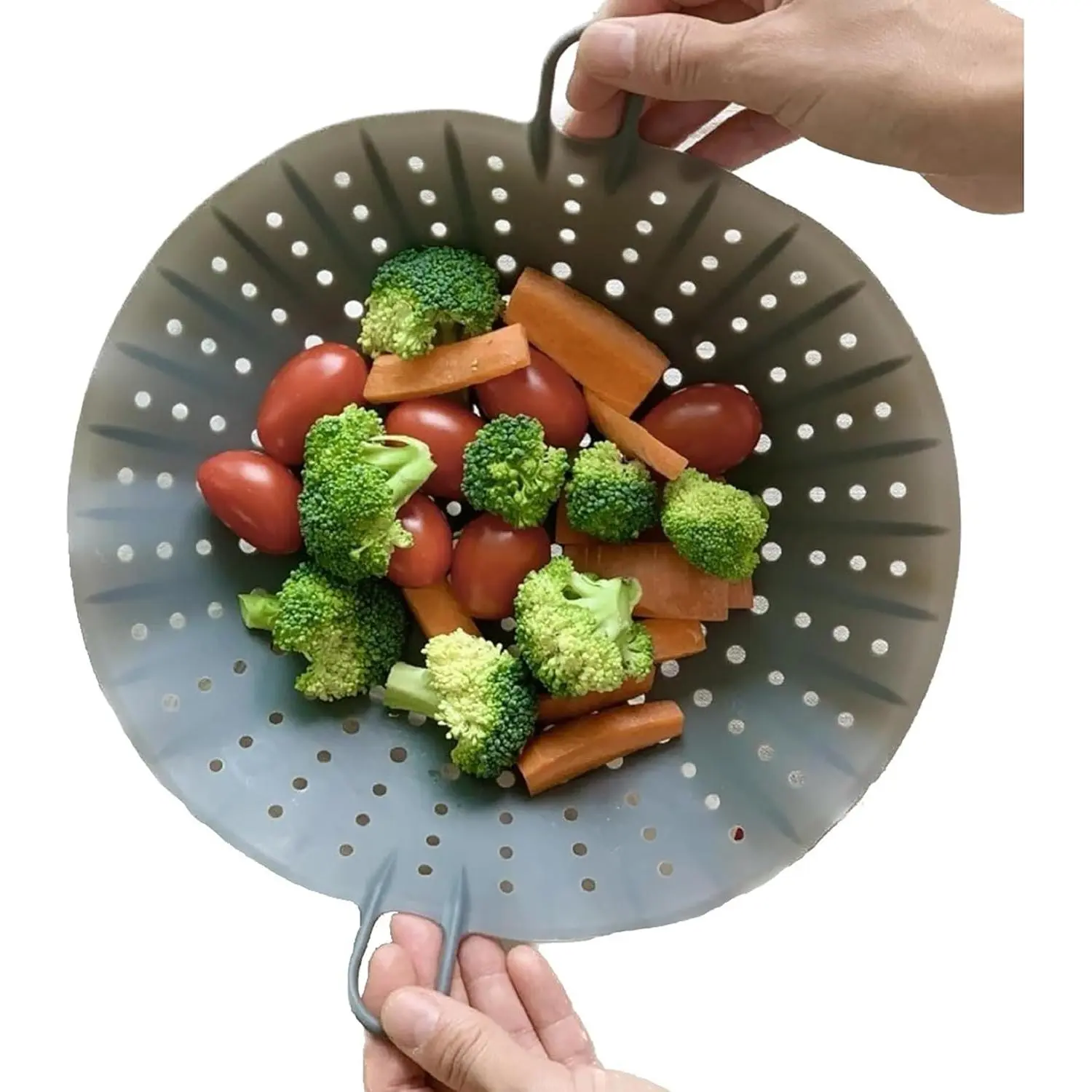 Korean Made  Steamer Basket 10' Size,  Steamer Insert for Pot Flexible Design (Gray) Stocking Stuffer