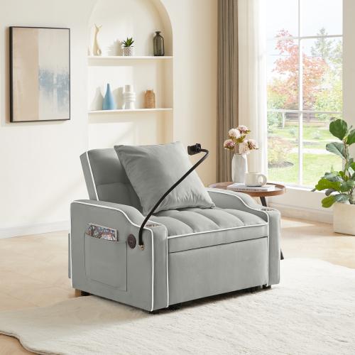 3-in-1 Sofa Bed, Convertible Sleeper Chair Sofa Bed Adjustable Pull Out Sleeper Chair Bed Multi-Pockets Folding Sofa Bed for Living Room Bedroom Small Space