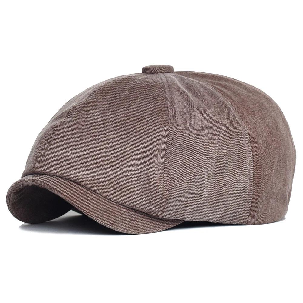 Unisex Four Seasons Cotton Newsboy Caps Men Women Octagonal Hat For Male Detective Hats Retro Flat Caps