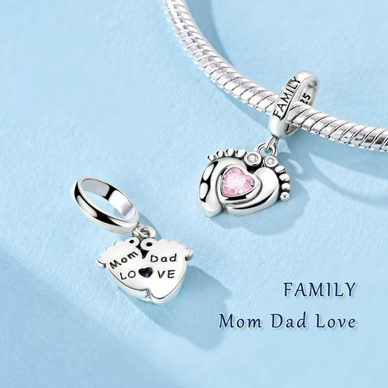 Pink series Charms Plata De Ley 925 Original Heart Pet Cat Dog Bow Handbag luggage Charm Beads Fits Bracelet DIY Jewelry Making