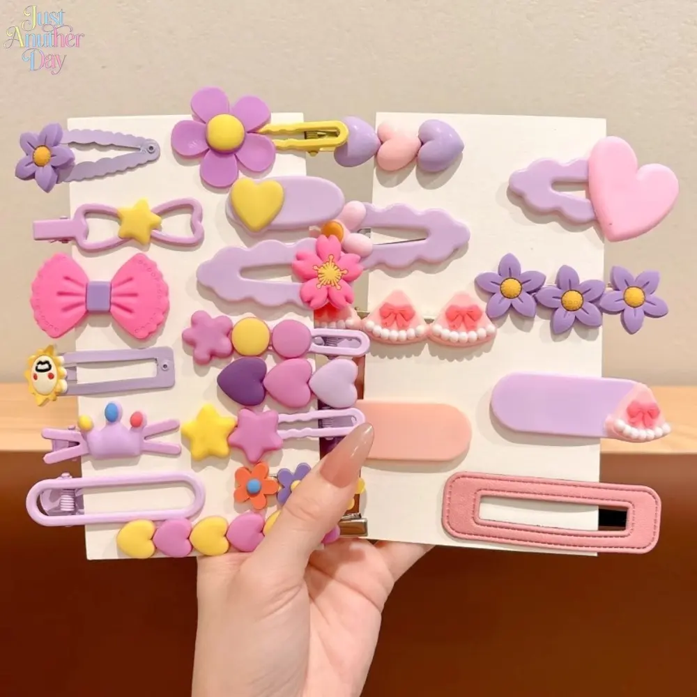 14Pcs Cute Kids Hair Clips, Candy Color No-Pinch Side Bangs Barrettes, Cute Cartoon Flower & Bow Design, Non-Slip & Gentle on Baby Hair, Perfect for Daily & Party