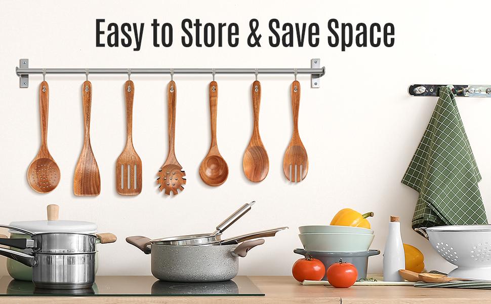 7 PCS Wooden Spoons for Cooking Natural Teak Kitchen Utensils Smooth Non-Stick Surface Cooking Utensils Set Soft Comfort-Grip Wooden Utensils for Cooking 7 PCS Wooden Spoons for Cooking Natural Teak Kitchen Utensils Smooth Non-Stick Surface Cooking Utensils Set Soft Comfort-Grip Wooden Utensils for Cooking
