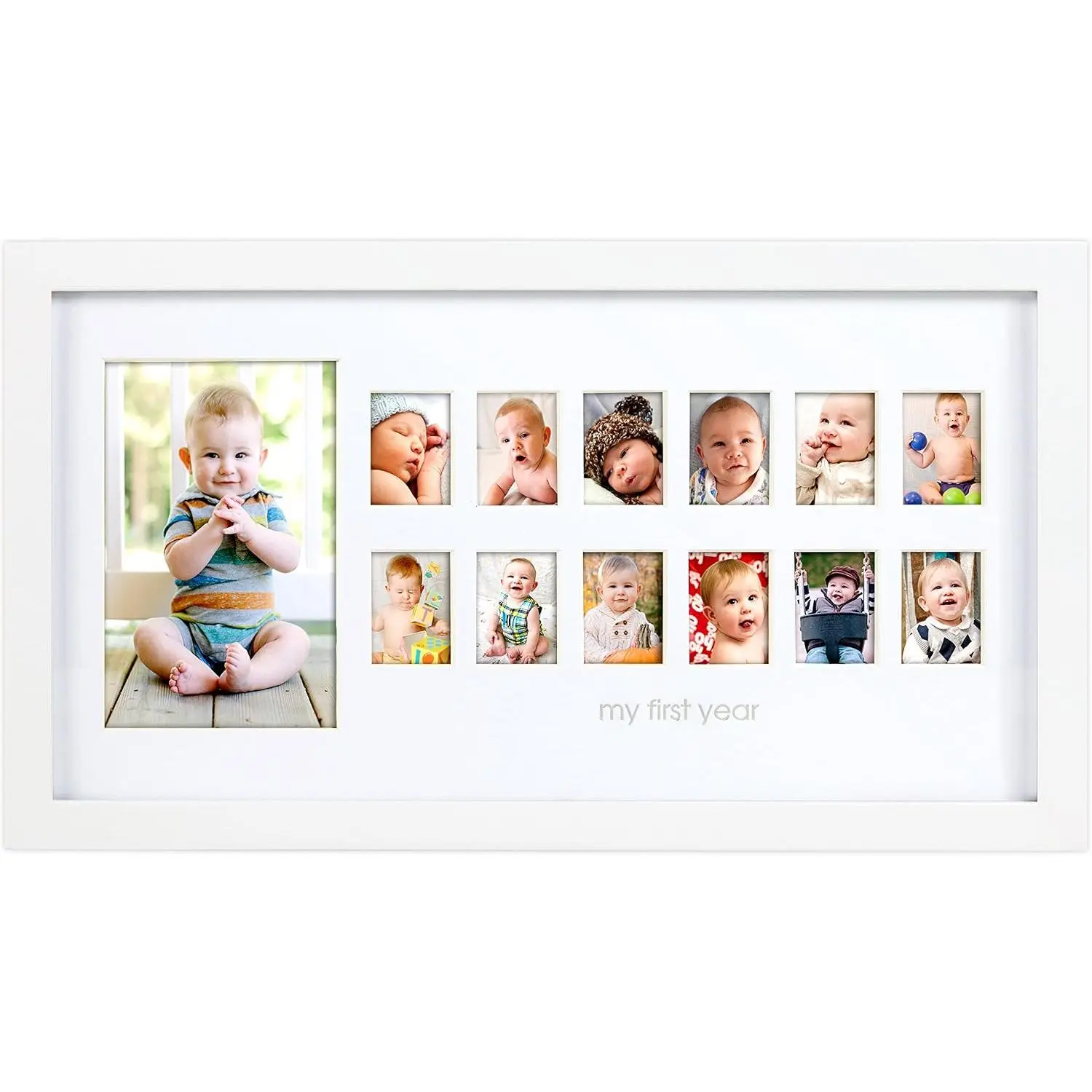 White My First Year Baby Photo Moments Frame