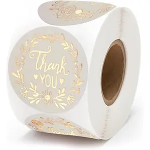 500 Pack 1.5 Inch Round Thank You Stickers Roll, Adhesive Labels for Small Business,Packaging,Gifts, Envelopes,Express Gratitude,Ideal for Customers, Goods,Durable & Easy Peel