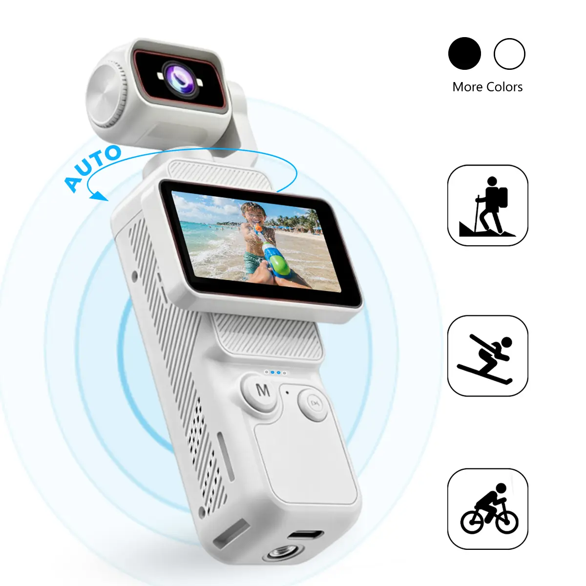 Pocket Vlog Camera, 1080P HD Handheld Gimbal Camera with 180° Rotating Lens, WiFi Smartphone App, 6X Digital Zoom, Wide Angle Video Camera for Creators, Travel & Outdoor Adventures