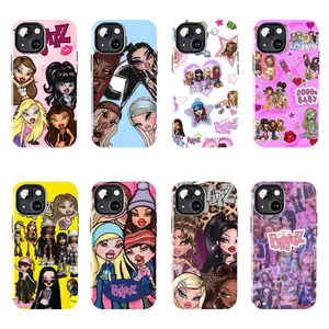 Bratz Cute Pink Doll Phone Case, Y2K Shimmering Leopard Print Fashionable Protective Case for iPhone 11–17 Pro Max/Plus Series and Samsung Galaxy S23–S25 Series
