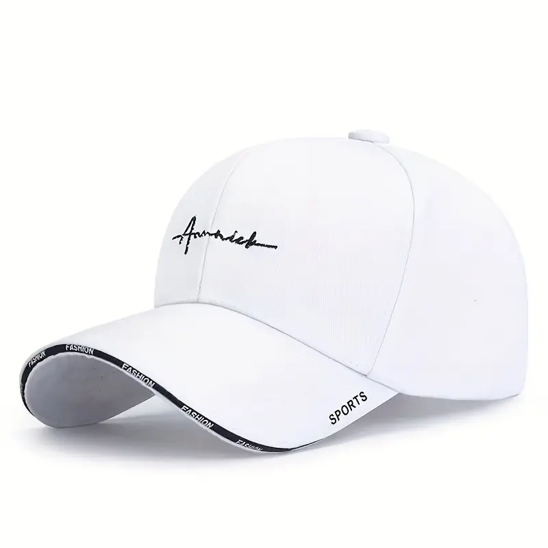 Unisex Adults' 2-Pack Polyester Baseball Caps, Black+White Flat Embroidery Letter Hats, Breathable UV Protection for Casual Sports, Daily Wear, One Size, 2Pcs Black+White