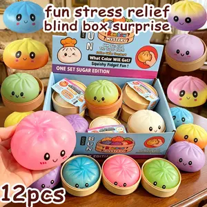 12 Glittering Dumplings Stress Relief Set, Mini Baozi Box, Fun Ball Toy, Sensory Anxiety Relief, Hand Relaxation, Birthday Gift