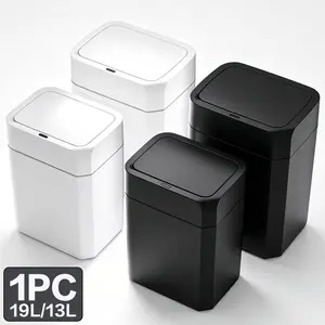 1 Pack 19L/13L Smart Touchless Trash Can, Wave & Knee Kick Dual Sensor, Odor-Blocking Quiet Soft Close, Hands-Free for Bathroom Kitchen Home Office, Batteries Not Included