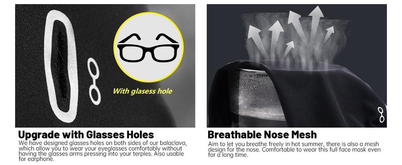 Balaclavas Face Mask with Glasses Holes for Men Women, Shiesty Masks, Summer Cooling Neck Gaiter Ice Silk UV Protection Lightweight for Motorcycle Cycling Ski Work