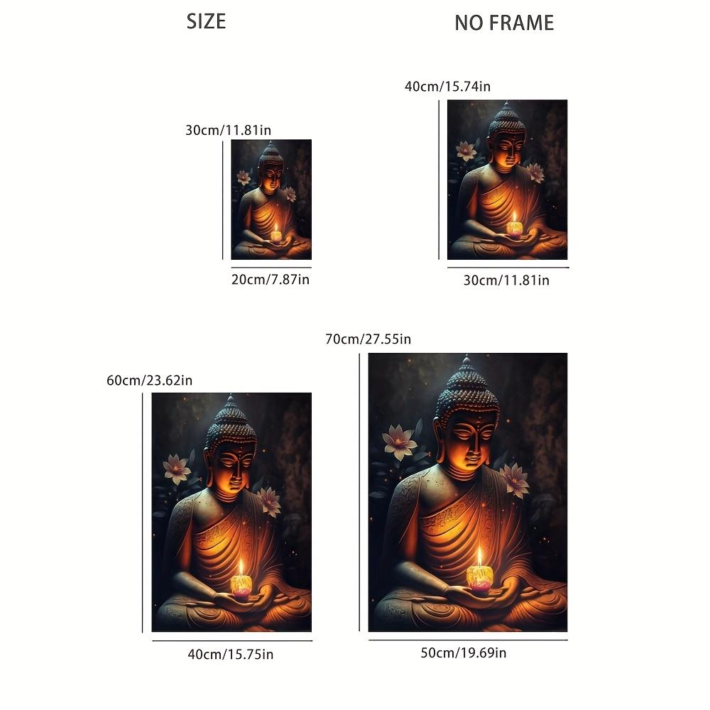 1pc Zen Meditation Buddha Canvas Wall Art Print, Frameless Ink Painting Poster for Home Office, Living Room, Bedroom, Dining Decor - Indoor Portrait Orientation Religious Theme Wall Hanging, Zen Home Decor
