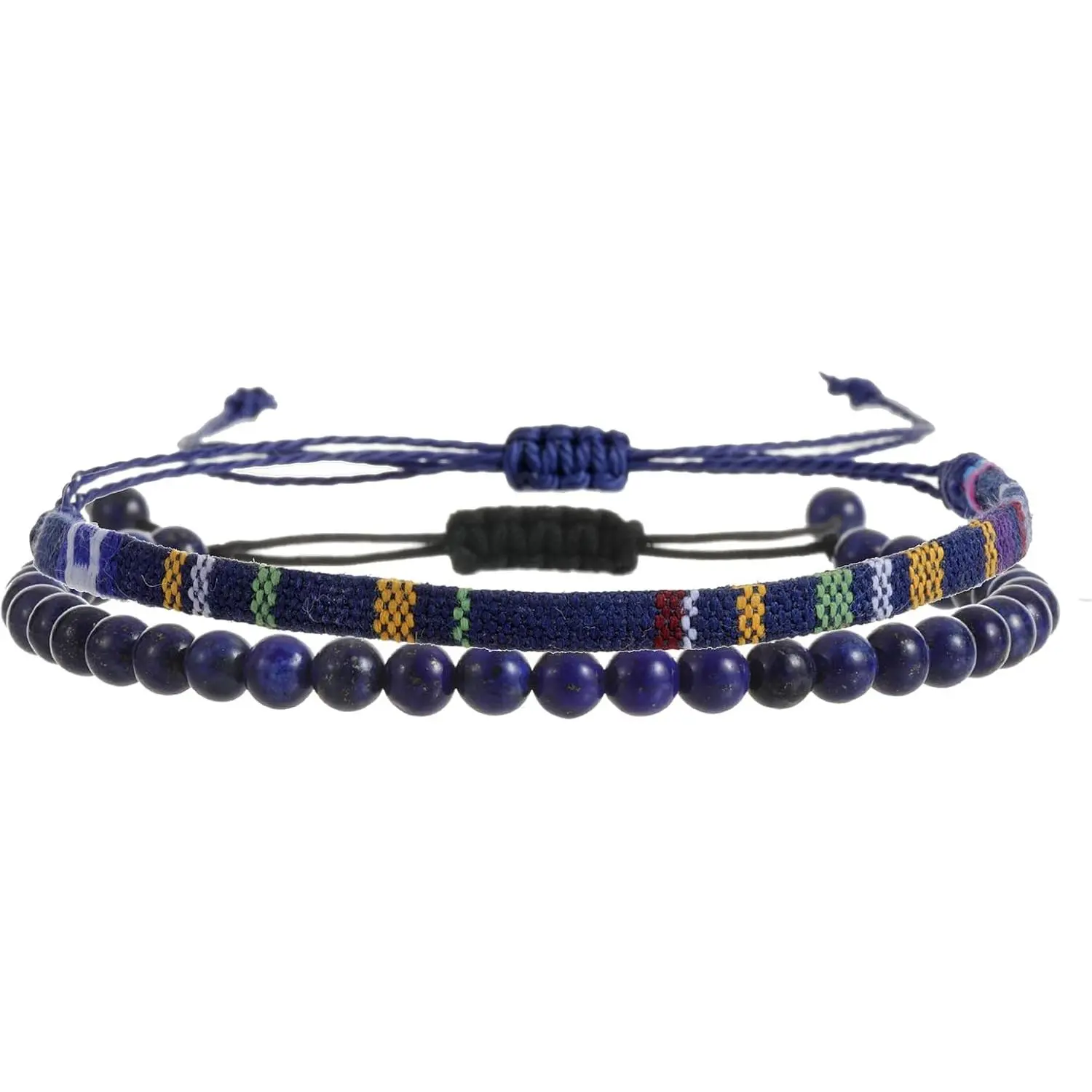 2 count Surfer Beach Bracelet, Weave Bracelets for Men Women,  Boho Beaded Braided Bracelets, Summer  Wrap Bracelets,  Adjustable Anklet