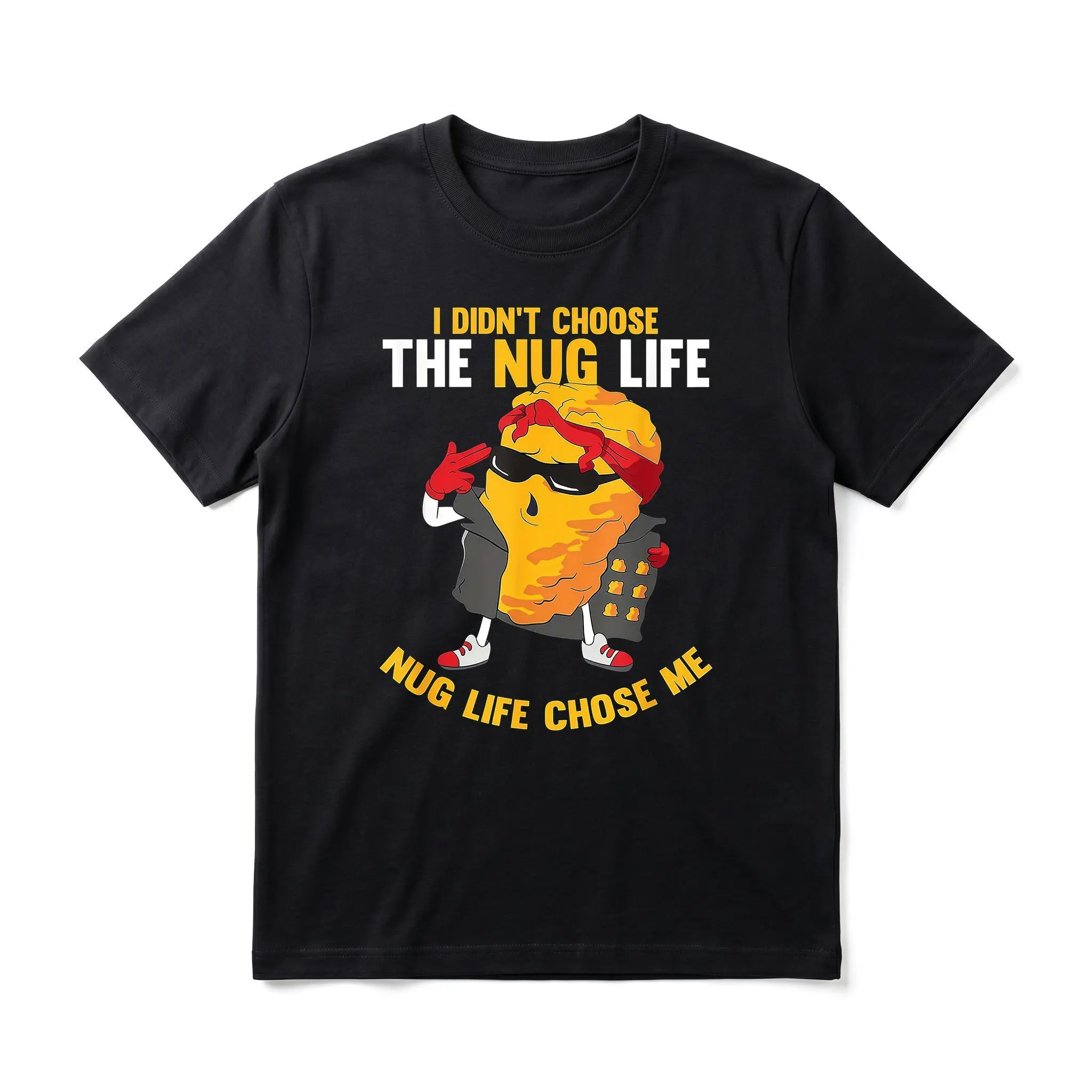 Men's Funny Nugget Life Graphic T-Shirt, Casual Retro Cartoon Streetwear Top in 100% Soft Cotton, Humorous Gift for Men, Sizes S-6XL, All Seasons, Printed, 3Xl, 4Xl