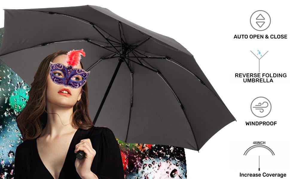 LANBRELLA Compact Reverse Folding Umbrella Auto Windproof Travel Umbrella LANBRELLA Compact Reverse Folding Umbrella Auto Windproof Travel Umbrella