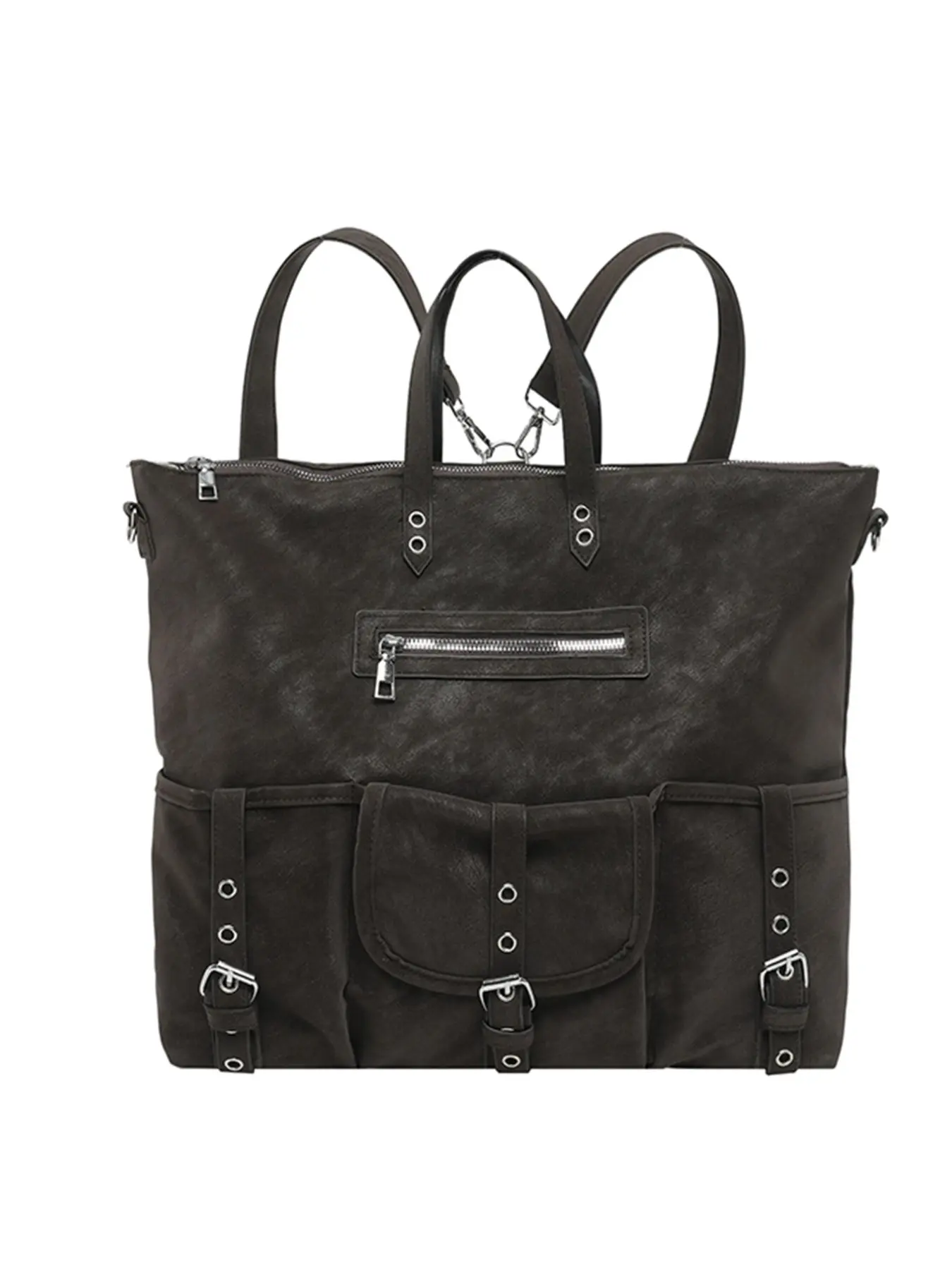 Women's Multifunctional Tote Backpack, Y2K Retro Workwear Style, Large Capacity, Multiple Pockets, Detachable Straps, Laptop Friendly, Multi Purpose Rucksack