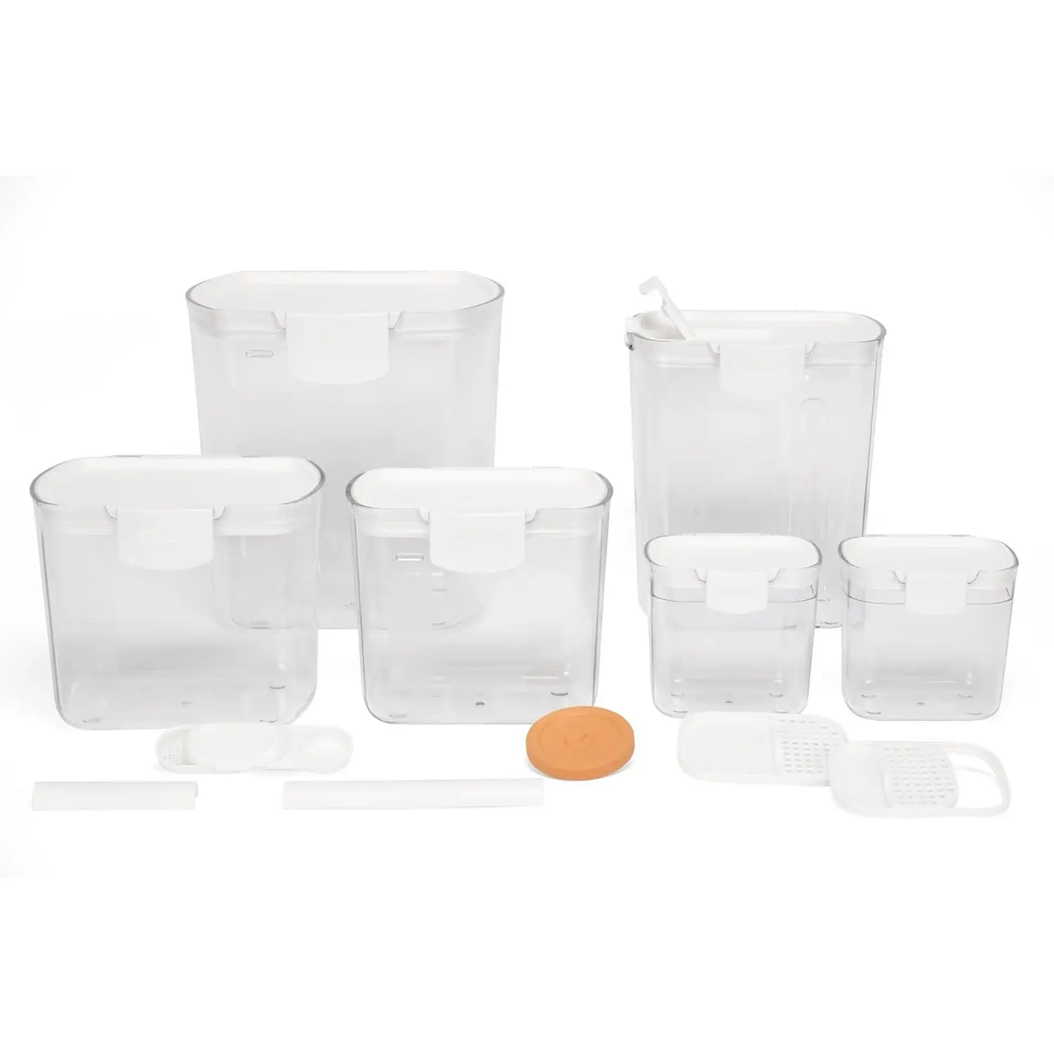ProKeeper  Airtight Kitchen Storage Canister Container Set for Flour, Sugar & , Keeps Ingredients , with Accessories (White, 6- )