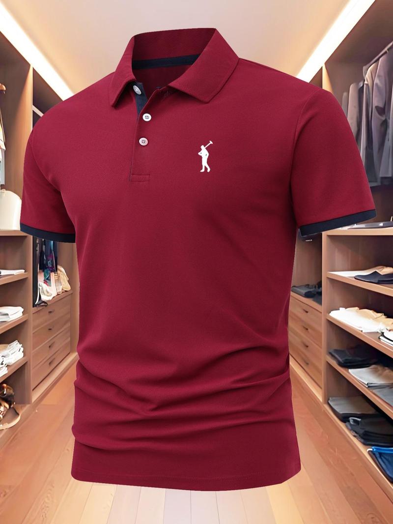 Men's Regular Fit Contrast Trim Polo Shirt, Casual Short Sleeve Top for Summer, Fashion Men's Clothes for Daily Wear, Shortsleeve