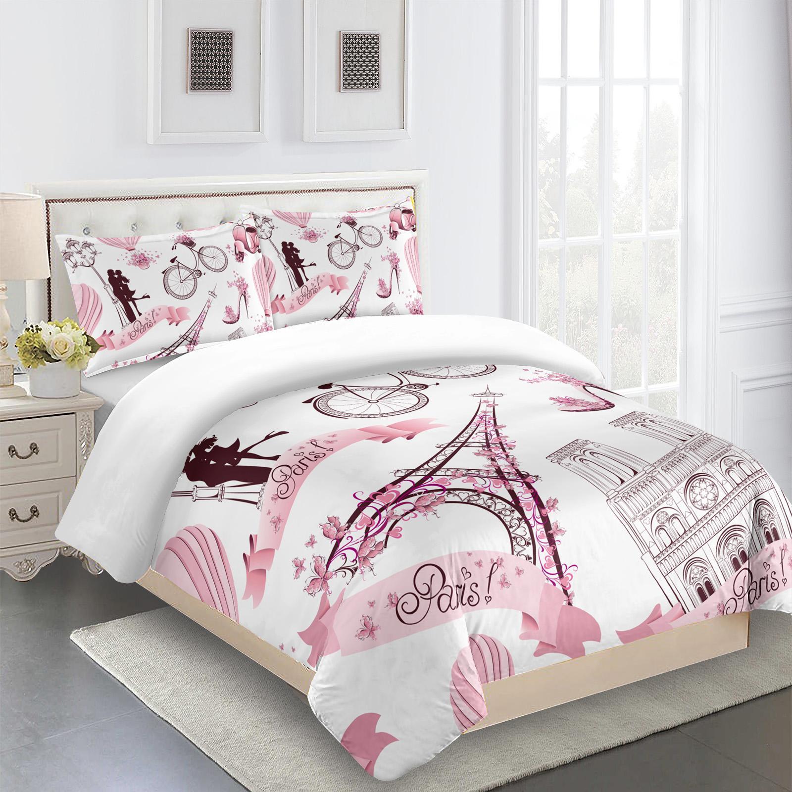 Eiffel Tower Pattern Bedding Set, 1 Count Quilt Cover & 1/2 Counts Pillowcase without Filler, Comfortable Decorative Bedding Set for Home Bedroom, Soft Bedding Sets