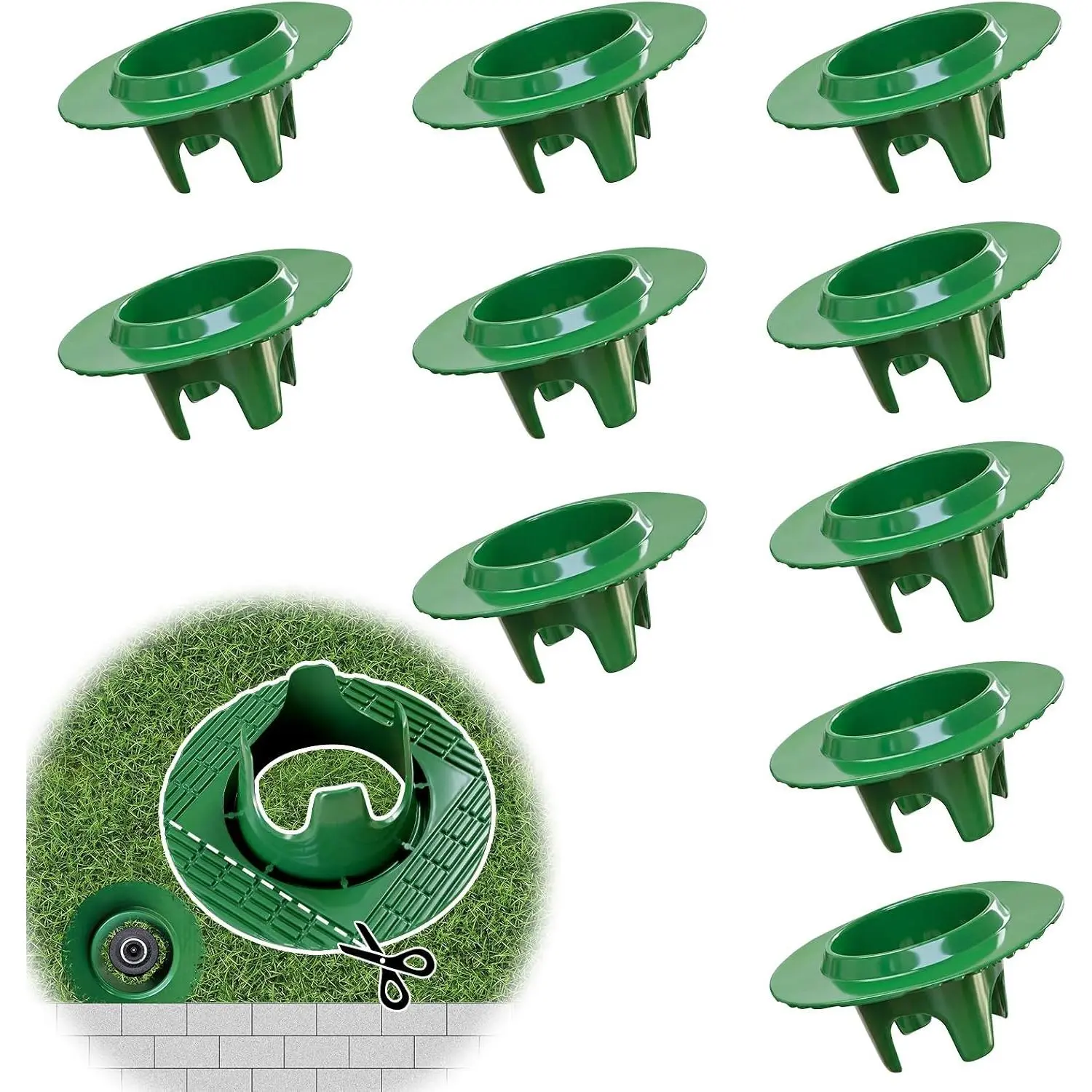 (R) 10Pack Sprinkler  Protectors-Cuttable, Donut-Style Lawn Sprinkler Guard, ABS Plash Guard,   from Mower&Trimmer. Bottom  Pipe&Wires can Pass Through. 4Legs Easy Position