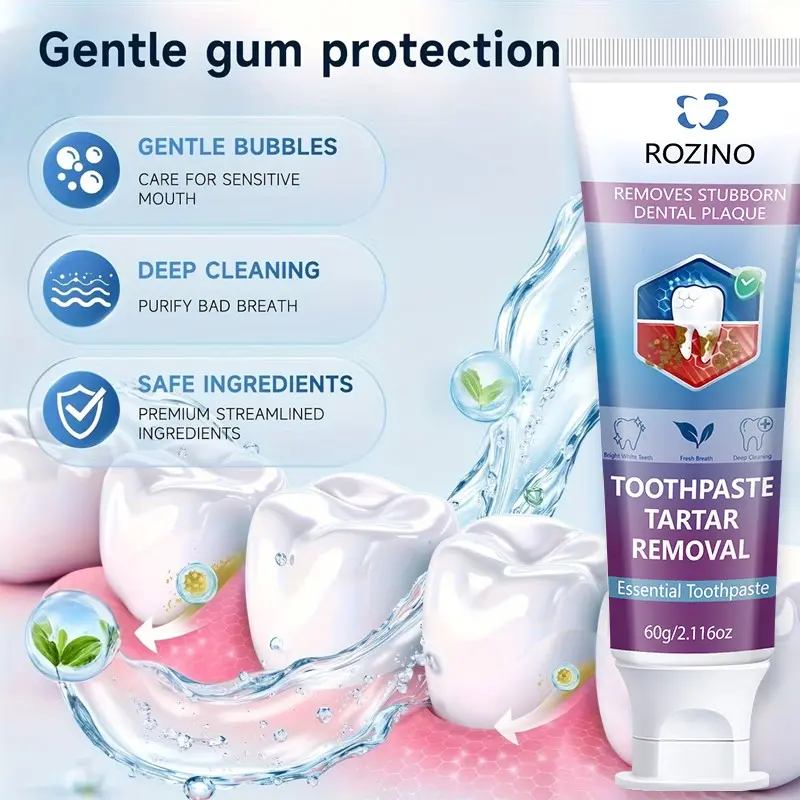 60g Portable Travel Toothpaste, Deep Cleaning, Quick Teeth Freshness, Natural Mint, Gentle on Gums, Protects Enamel, Brighter Smile