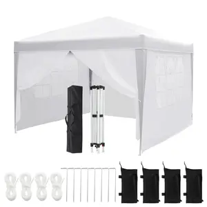 10x20 Ft Pop Up Canopy Tent With 6 Removable Sidewalls Heavy Duty Commercial Event Marquee Large Waterproof Party Tent With Transparent Windows Zipper Doors Portable Wheeled Bag White