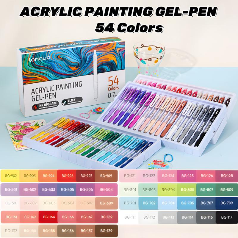 36/54/72/90 Colors Acrylic Painting Gel Pen,Retractable 0.7mm Tip,Rich Color Large Capacity Ink Pens,Art Supplie,For Diary,Card,DIY,Coloring, Doodling, Stackable colors, Clip Acrylic Gel Pen, Crafts Art Supplies, Acrylic Markers