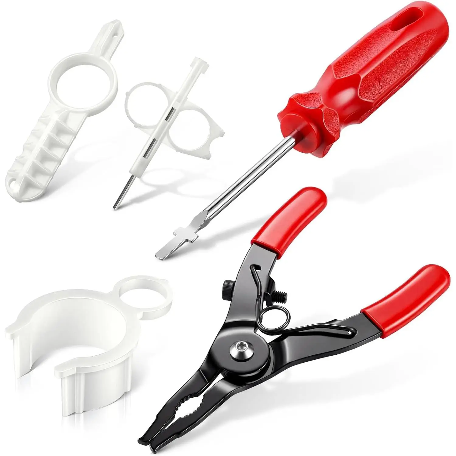 5 Sprinkler Head Tool Kit, Compatible with Hunter/Rain Bird, MP PGP Sprinklers Head Pull Up Repair Tool, Rotor Adjustment Screwdriver, Nozzle Tools, Nozzle Insertion Collar & Sprinkler Keys