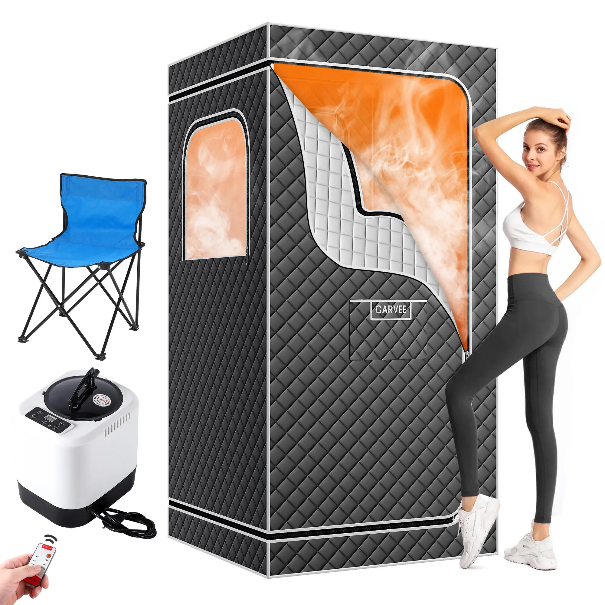 Gaomon Portable Steam Sauna Tent for Home, Full Body Spa with 1500W Steamer, 4L Tank, 9 Heat Levels, 600D Oxford Cloth, Foldable Detox Sauna for Muscle Recovery Weight Loss, Indoor Outdoor