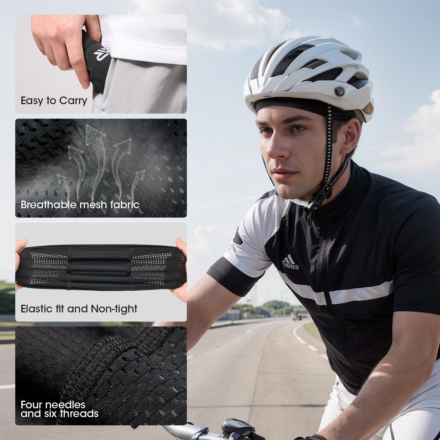 LongLong 2 Pack Breathable Skull Cap Men Cycling Lightweight Sweat Wicking Hat Head Wrap Under Helmet Liner for Motorcycle Running Bandana