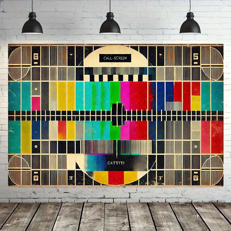 1pc Nostalgic TV test image Backdrop wall hanging fabric, 7x5ft, 5x3ft backdrop decor, Room, Photo Studio props - Multi-purpose Room banner decor for home decor, parties, studios, home & garden, outdoor celeb