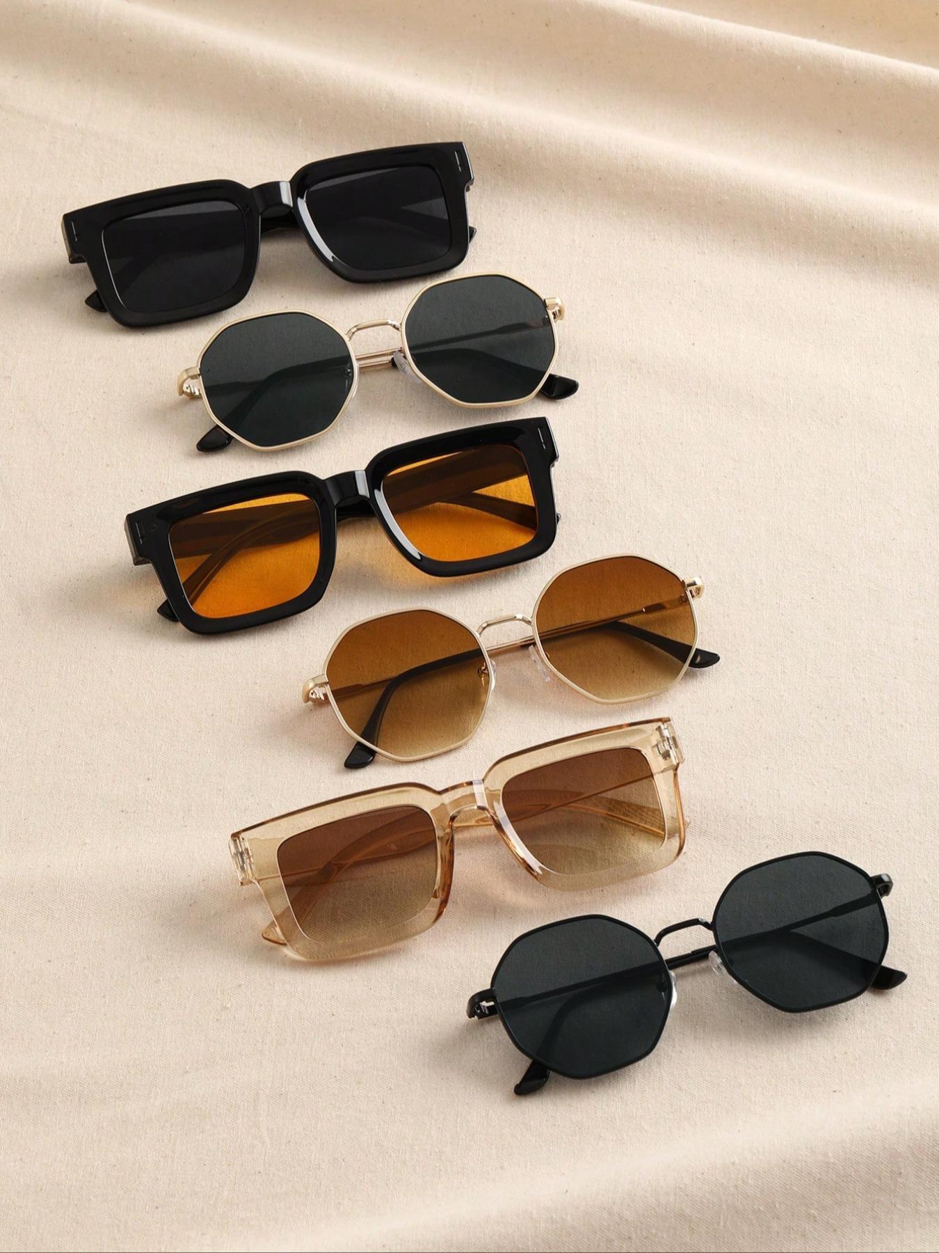 Unisex Vintage Square Frame Sunglasses for Summer, Summer Outfits 2024 Plastic Sunglasses for Travel Use, Fashion Accessories for Outdoor Activities, Trendy Casual Sunglasses