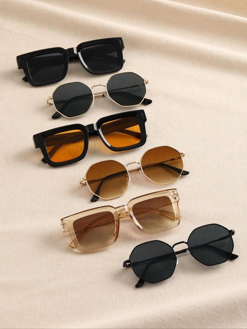 Unisex Vintage Square Frame Sunglasses for Summer, Summer Outfits 2024 Plastic Sunglasses for Travel Use, Fashion Accessories for Outdoor Activities, Trendy Casual Sunglasses