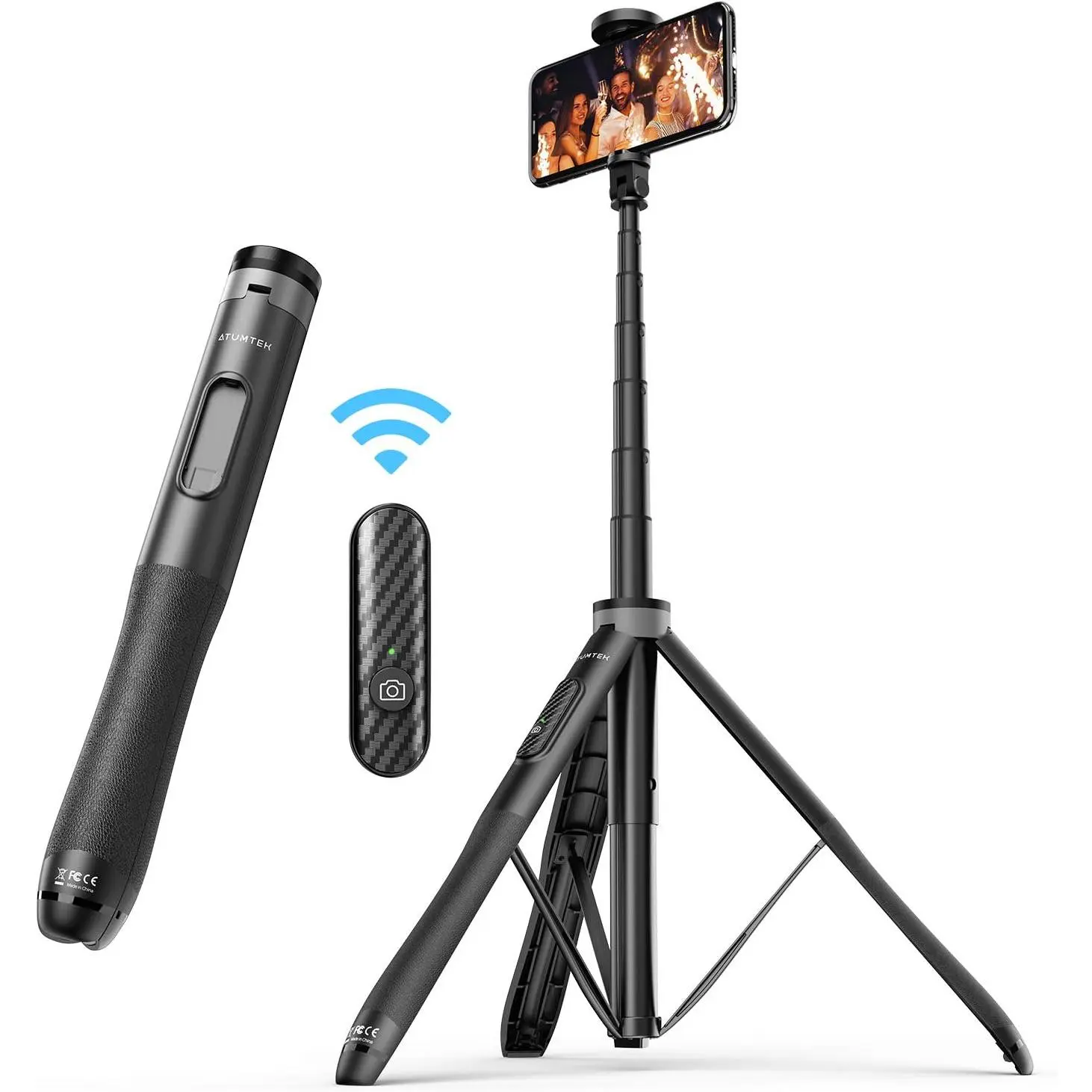 51" Selfie Stick Tripod,  in  Extendable Phone Tripod Stand with  Remote 360° Rotation for  and Android Phone Selfies, Video Recording, Vlogging, Live Streaming, Black
