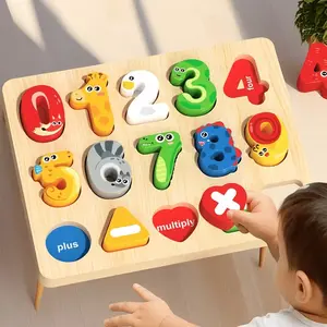 Educational Wooden Number Puzzle Board, Math Addition Subtraction Game, Math Learning Tools, Shape Recognition Toy, Classroom & Home Use