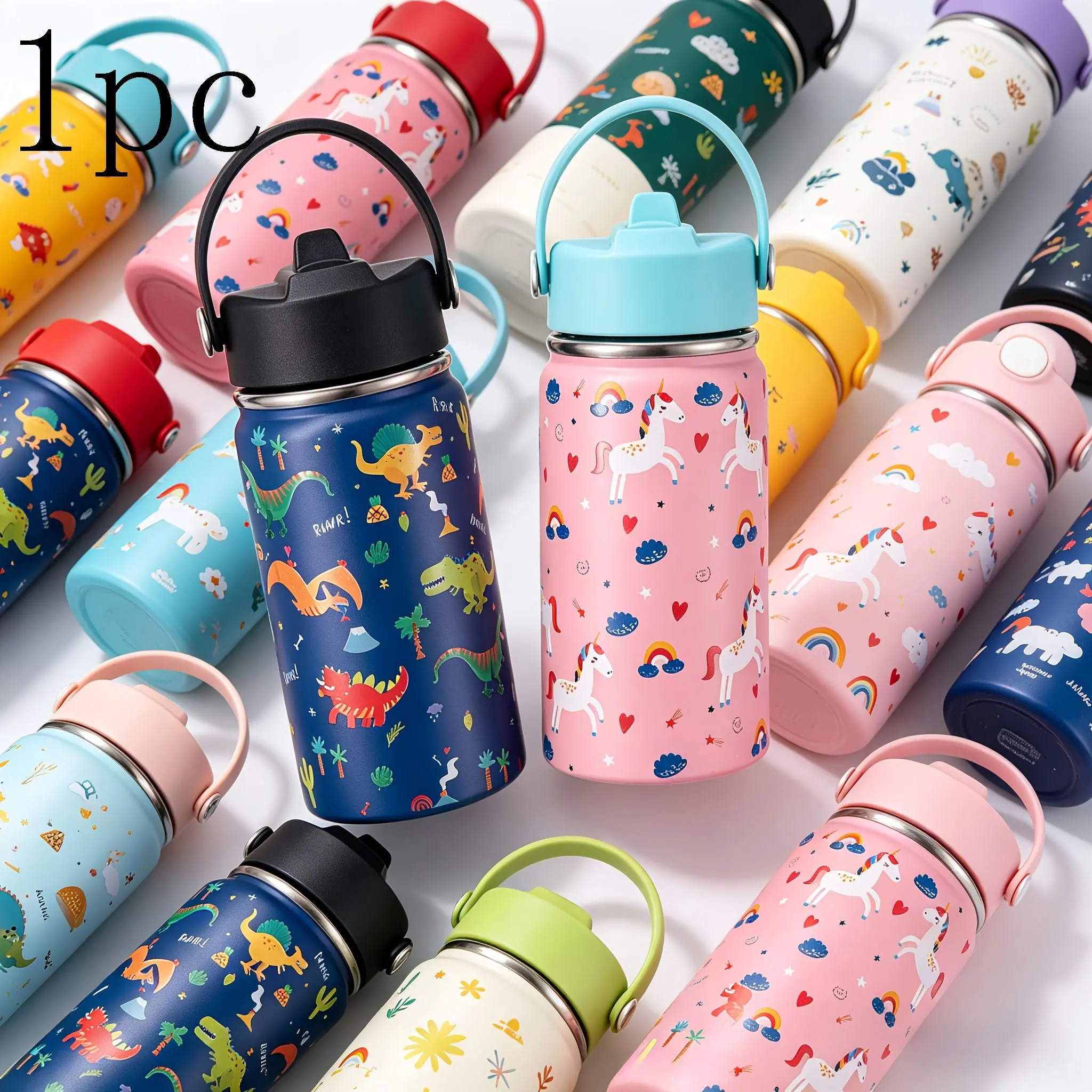1pc 316 Stainless Steel Kids Vacuum Insulator Cup, Cute Patterns, Dual-Layer Travel Mug, Leak-Proof Lid, Long-Lasting Heat, Office Gym Camping Gift