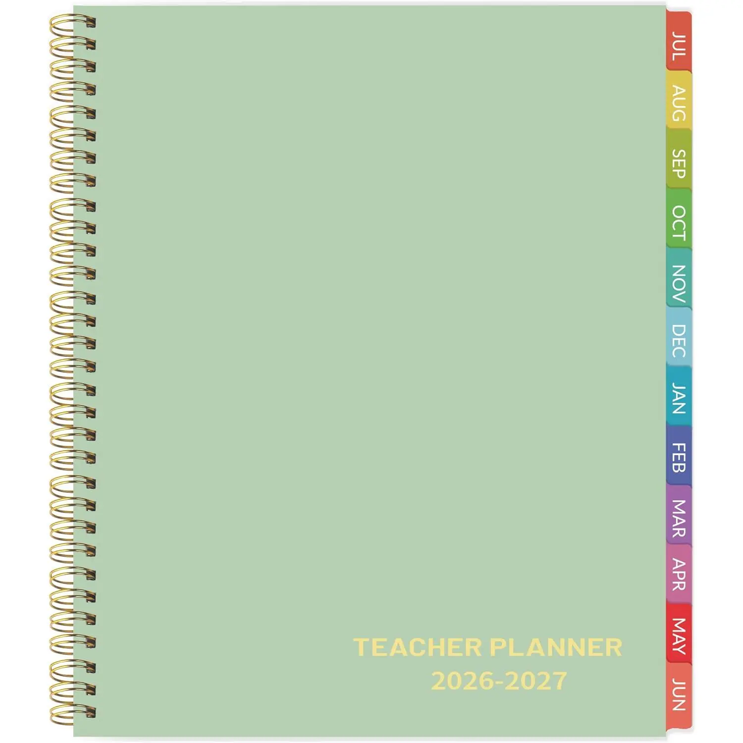 Teacher Planner 2026-2027 - Teacher Planner 2026-2027 Academic Year, July 2026 - June 2027, 8.7" x 10.8", Weekly & Monthly Lesson Plan Book with Monthly Tabs, Golden Stamping - Green