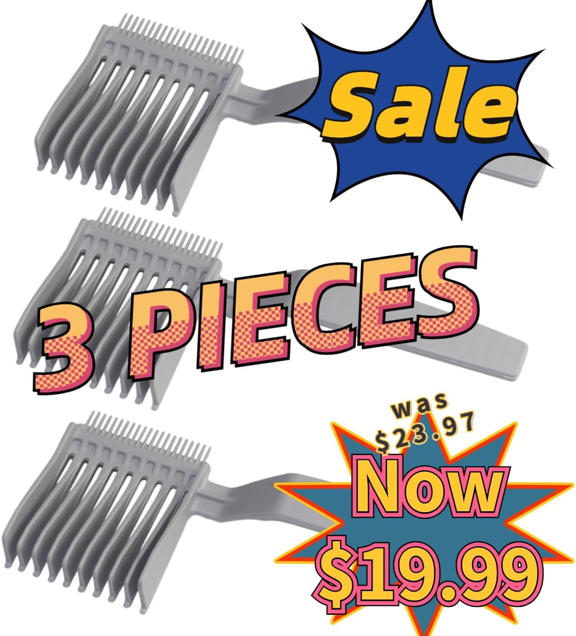 3-pcs Men's Barber Fade Combs Clipper Comb Gradient Comb Oil Head Caliper Comb Positioning Flat Top Comb