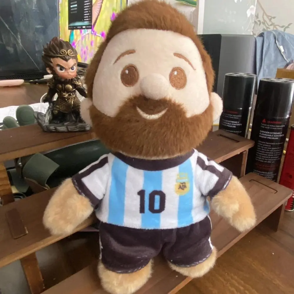 17CM Messi Plush Doll Cute Football Star Fluffy Toy Stuffed Keychain Pendant for Fans Holiday Birthday Gift