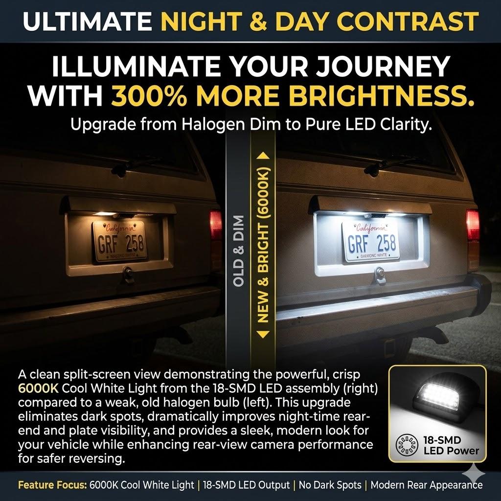 LED License Plate Light Assembly for 1999-2013 Chevy Silverado 1500 2500 3500,GMC Sierra Suburban Tahoe Yukon,Escalade 2Pcs 6000K White Tag Lamp Replacement IP67 Waterproof Plug and Play