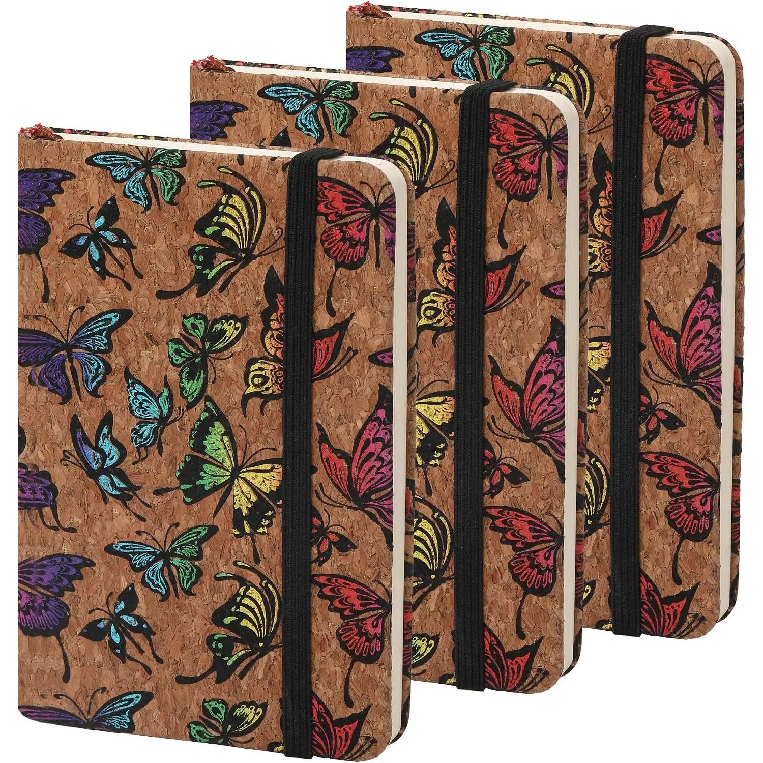 3 Pack Pocket Journal Notebooks Small Mini Notebook for Note Taking Little Compact A6 Size Hardcover Cork Notepads for School Office Traveler Diary, 3.7"x5.7",  600 Pages