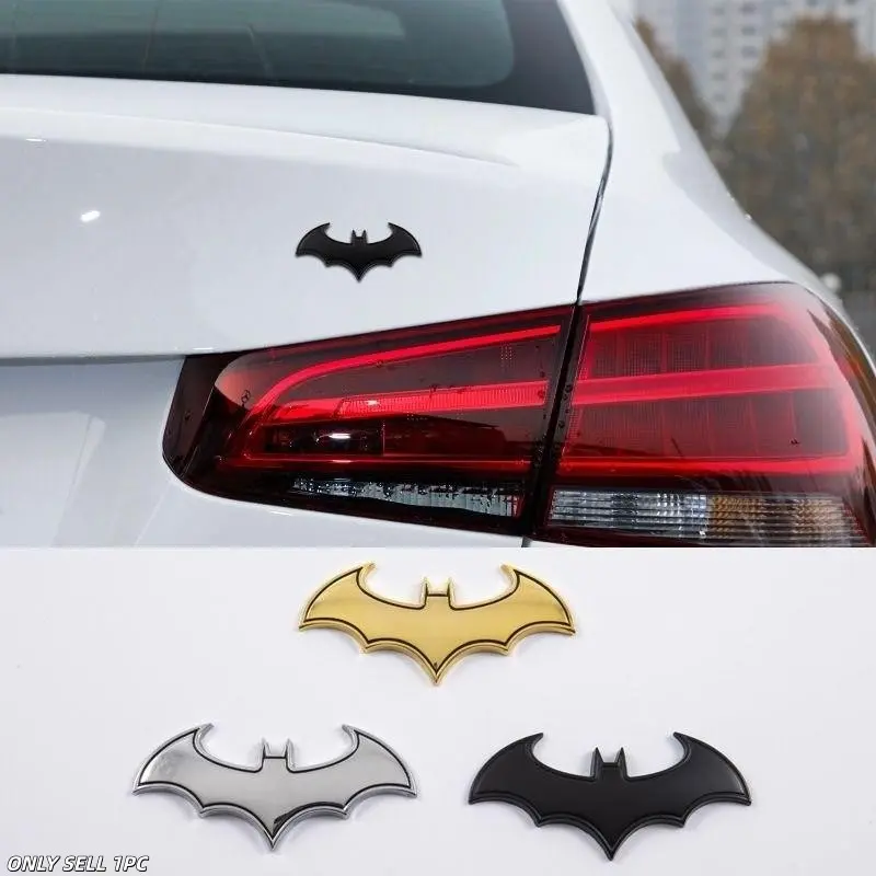 Universal 3D Metal Car Sticker, Bat Wing Style Self Adhesive Vehicle Decal, Waterproof Auto Exterior Decoration Accessory