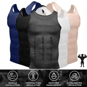 Men's Compression Sports Vest, Sleeveless Seamless Body Shaper with Tummy Control for Gynecomastia, Gym Fashion Undershirt, Sporty Chic
