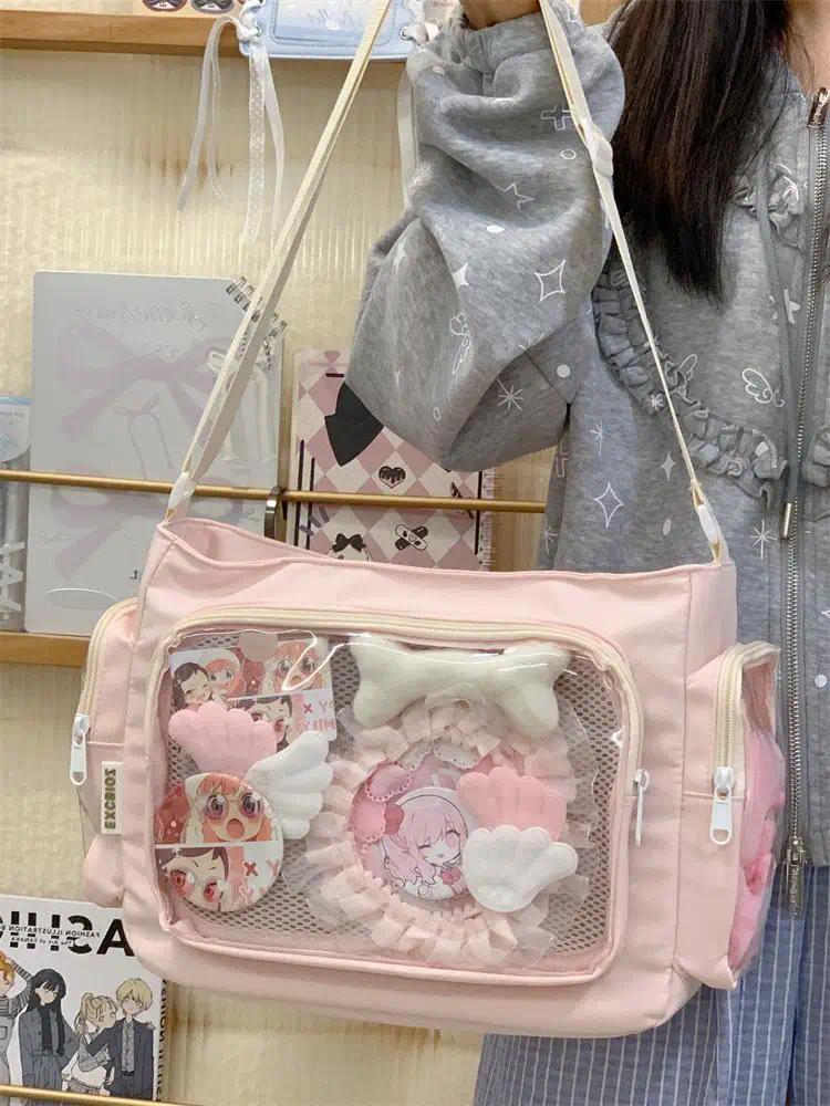 Nylon Aesthetic Transparent Display DIY Basges Students Subculture JK Crossbody Shoulder Bags Casual Sweet Girls Ulzzang Ita Bag