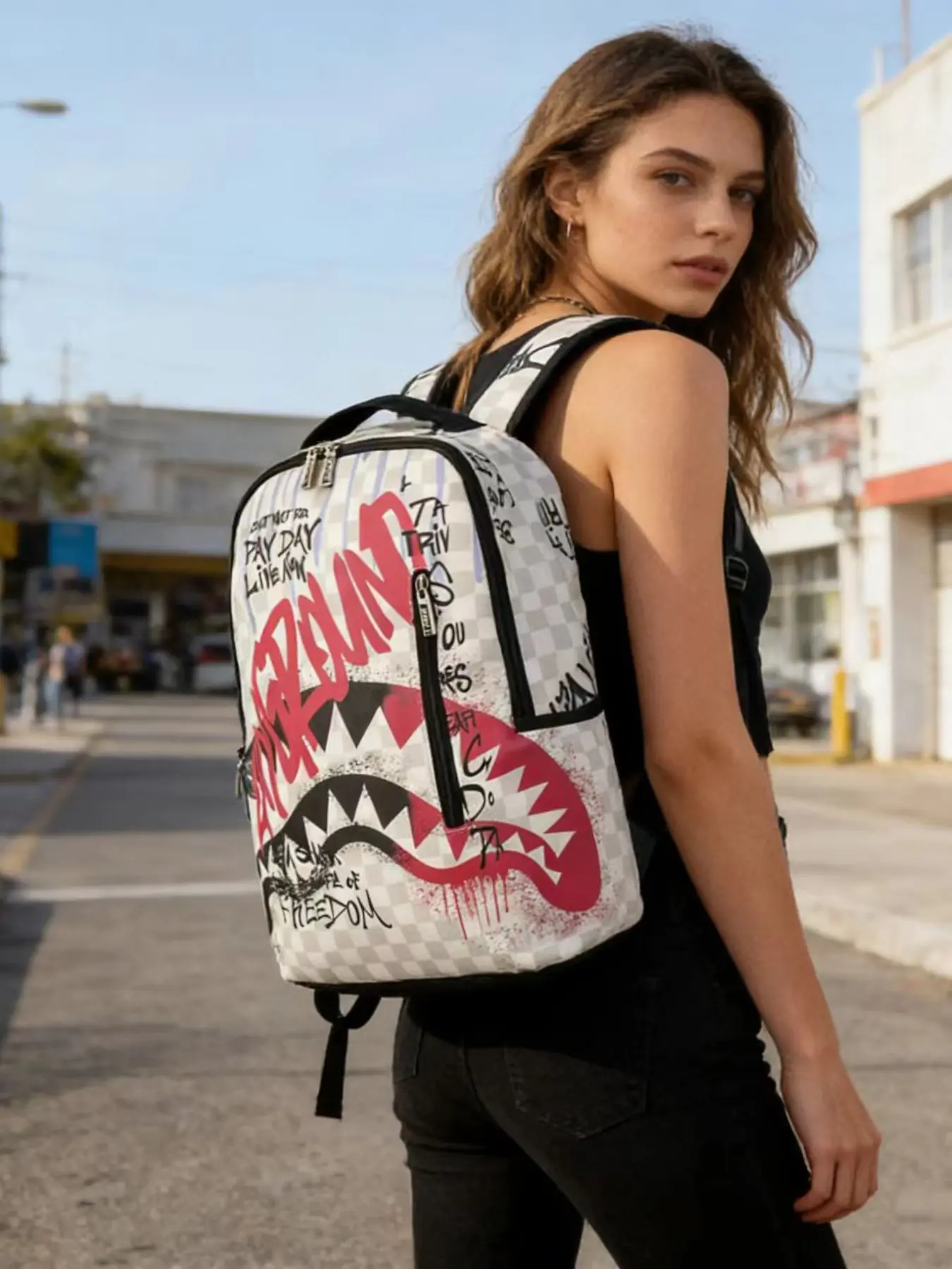 Hip-Hop Street Spray Paint Pattern Fashion Backpack, Lightweight Print Bag, Large Capacity Travel Bag, Adjustable Straps, Teenager Gift